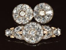 Georgian / Victorian brooch and matching earrings set with foiled paste, 26.5g, 2cm & 5.5cm