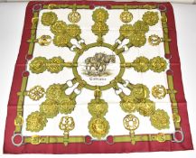 Hermès silk scarf 'Cuivreries' designed by Françoise De La Perriere, approximately 90 x 90cm