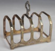 Art Deco hallmarked silver five bar toast rack, Sheffield 1933, maker Viner's Ltd, length 7.5cm,