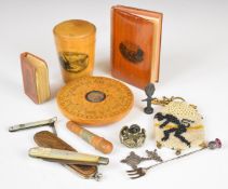 Bijouterie to include an intaglio hardstone set seal wheel, hallmarked silver mother of pearl