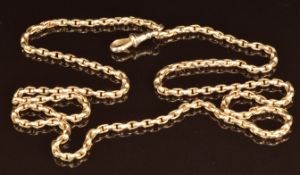 A 9ct gold fob / watch chain made up of oval faceted links, 72cm, 23.1g