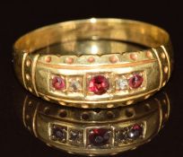 A c1910 18ct gold ring set with paste and diamonds, 2.2g, size Q
