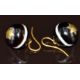 A pair of Victorian banded agate earrings, each bead approximately 15mm, 10.5g - Image 1 of 3