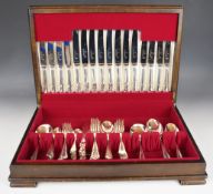 Allander silver plated eight place setting canteen of cutlery, width of canteen 48cm