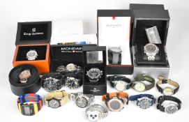 Eighteen various gentleman's wristwatches including Mondaine, Land Rover, Police, Fovicn, Accurist