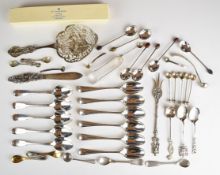 Hallmarked Dutch and other silver cutlery including a pierced serving scoop, length 20cm, weight