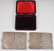 Two hallmarked silver calling card cases with fitted interiors, one Chester 1900, maker Colen