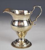 Victorian Scottish hallmarked silver cream jug in the Georgian style with gadrooned edges, with