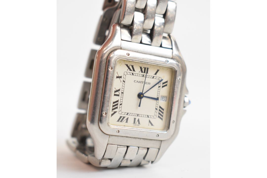 Cartier Panthère wristwatch ref. 1300 with date aperture, blued hands, black Roman numerals, - Image 6 of 9