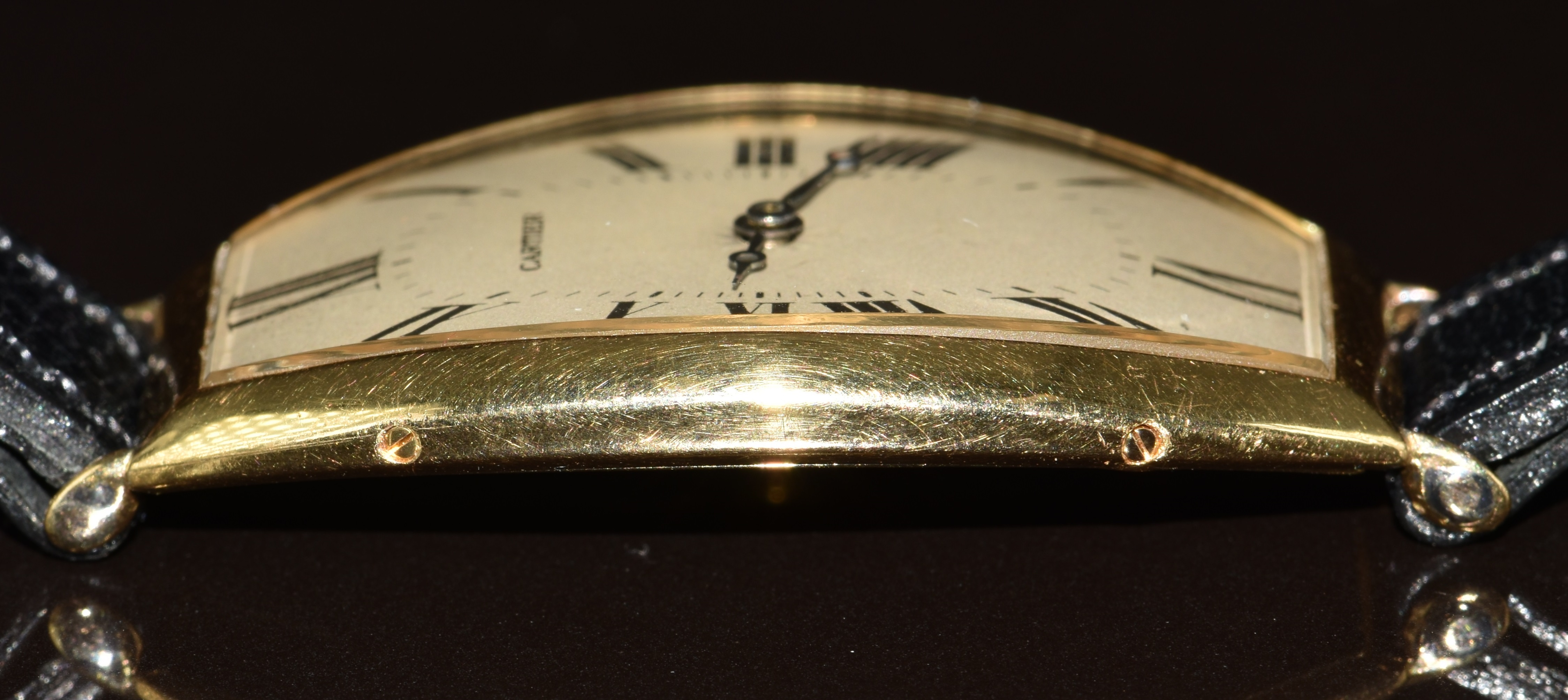 Cartier Tonneau 18ct gold gentleman's wristwatch with blued Breguet hands, silver dial, sapphire set - Image 11 of 14