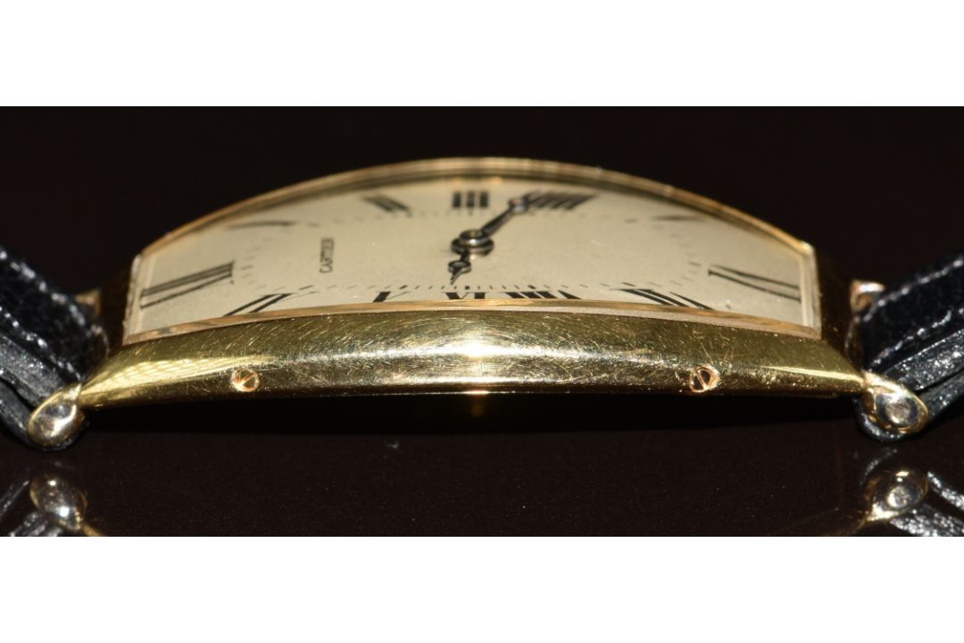 Cartier Tonneau 18ct gold gentleman's wristwatch with blued Breguet hands, silver dial, sapphire set - Image 11 of 14