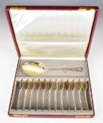 A Bonebakker & Son Amsterdam cased set of Dutch silver cutlery comprising 12 spoons and a serving
