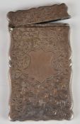 Edward VII hallmarked silver calling card case with engraved decoration, Birmingham 1905, maker