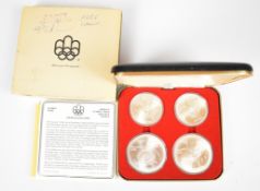 Montreal Olympics set of four silver coins, Series IV Olympic Track and Field Sports, 92.5%