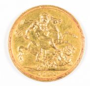1892 Queen Victoria gold full sovereign with Melbourne mint mark