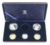 2007 Royal Mint proof silver family collection part set comprising 1oz Britannia, £5, two £2 and one