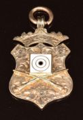 A 9ct gold shooting/ rifle medallion with enamel decoration, engraved 'Chessum Challenge Cup
