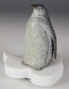 Scott Hanson limited edition 113 / 950 bronze penguin on revolving ice floe base with 'Rockford'