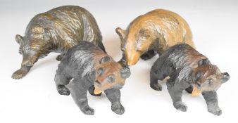 Set of four carved wood bear figures possibly Black Forest or Japanese, tallest 11cm
