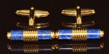 A pair of Dunhill cufflinks set with lapis lazuli