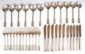 Gerald Benny for Viners twelve place setting canteen of hallmarked silver retro mid century cutlery,