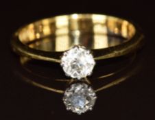 An 18ct gold ring set with a diamond of approximately 0.25ct, 3.1g, size M