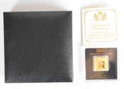 2021 Queen's 95th Birthday 5g 999.9 limited edition (0087/4995) gold ingot, in original box with