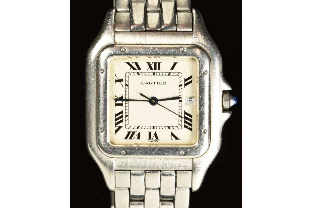 Cartier Panthère wristwatch ref. 1300 with date aperture, blued hands, black Roman numerals, - Image 1 of 9