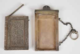 Victorian hallmarked silver calling card case or similar with hinged lid, London 1900, together with