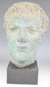Classical replica Greek bust marked BMPL verso, H34cm