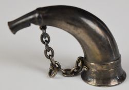 Sampson Mordan Victorian silver combined novelty vinaigrette and whistle modelled as a hunting