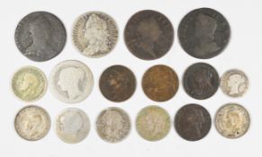 Mainly Georgian and Victorian coinage to include a 1745 George II shilling