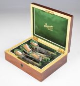 A Bonebakker & Son Amsterdam cased set of Dutch silver cutlery comprising 12 teaspoons, sugar tongs,