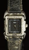 Tabbah Saga ladies wristwatch ref.1986 with steel hands, white minute markers, black dial, diamond
