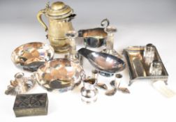 Silver plated ware including a pair of Christofle faceted bowls, standish, sauce boat, Pembroke