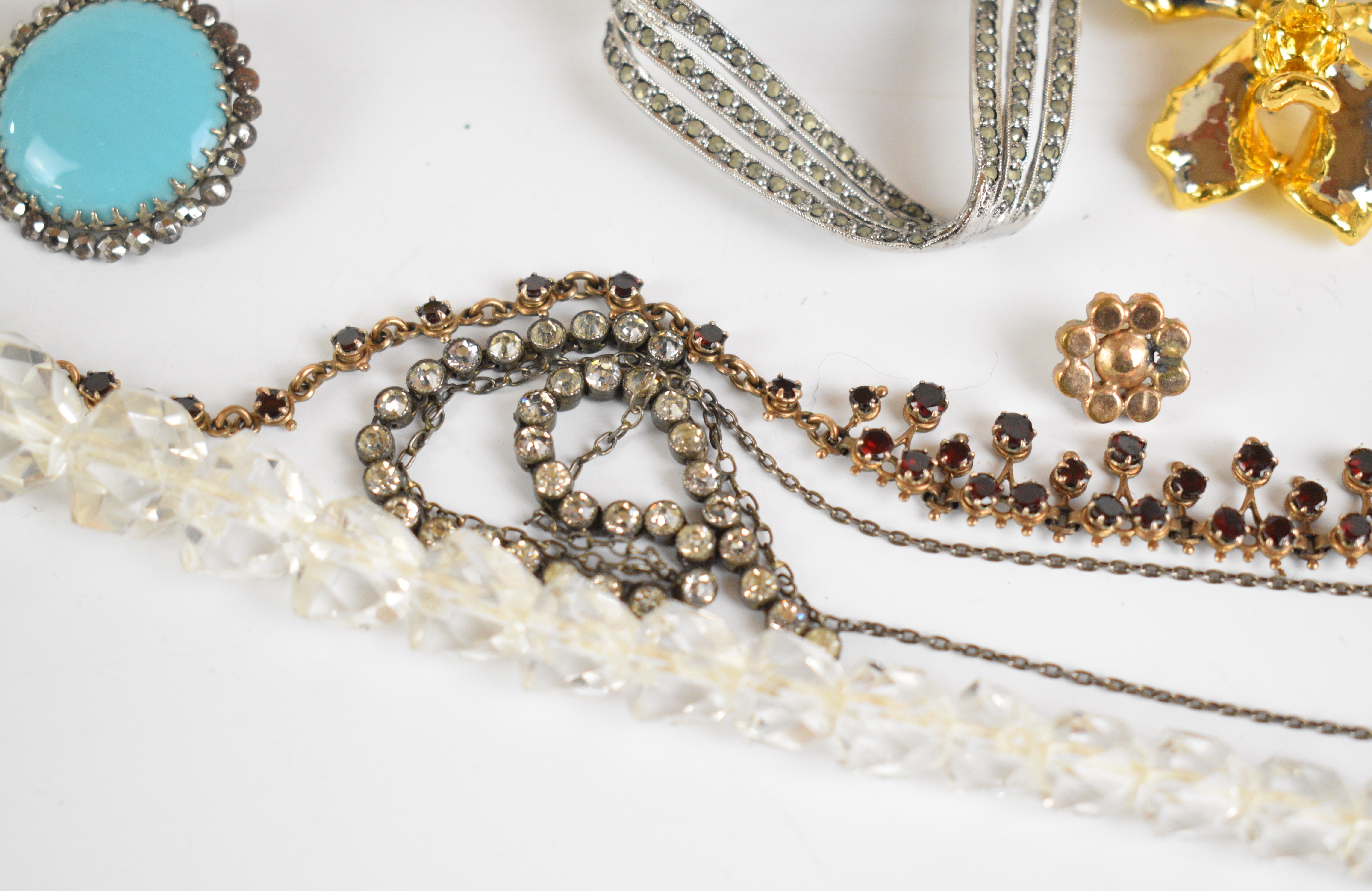A collection of jewellery including two pairs of Victorian set paste earrings, crystal necklace, - Image 6 of 6