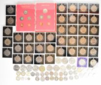 Modern coinage including fifty crowns, most being 1977, 2000 £5, two proof sets of 1979 Bhutan