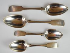 Victorian hallmarked silver fiddle pattern cutlery comprising a pair of table spoons, Exeter 1849,