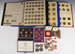Victorian and later British coin collection, mainly contained in three folders, including 689g pre