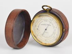 Parkinson & Frodsham large pocket barometer with curved thermometer to dial, in original fitted