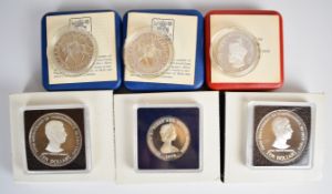 Six cased proof silver coins comprising Turks and Caicos 1979 10 crown, two 1978 Bahamas $10,