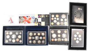 Five Royal Mail proof coin sets comprising 2006, 2007, 2008, 2008 and 2010, most with certificates