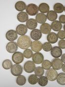 Approximately 398g pre 1947 British silver coinage together with a French Napoleonic coin