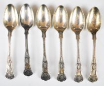 Set of six hallmarked silver King's pattern teaspoons, Sheffield 1910, maker John Round & Son Ltd,