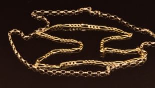 Two 9ct gold necklaces, 11g, 60 & 50cm