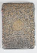 Victorian hallmarked silver calling card case with engraved decoration, London 1886, maker Army &