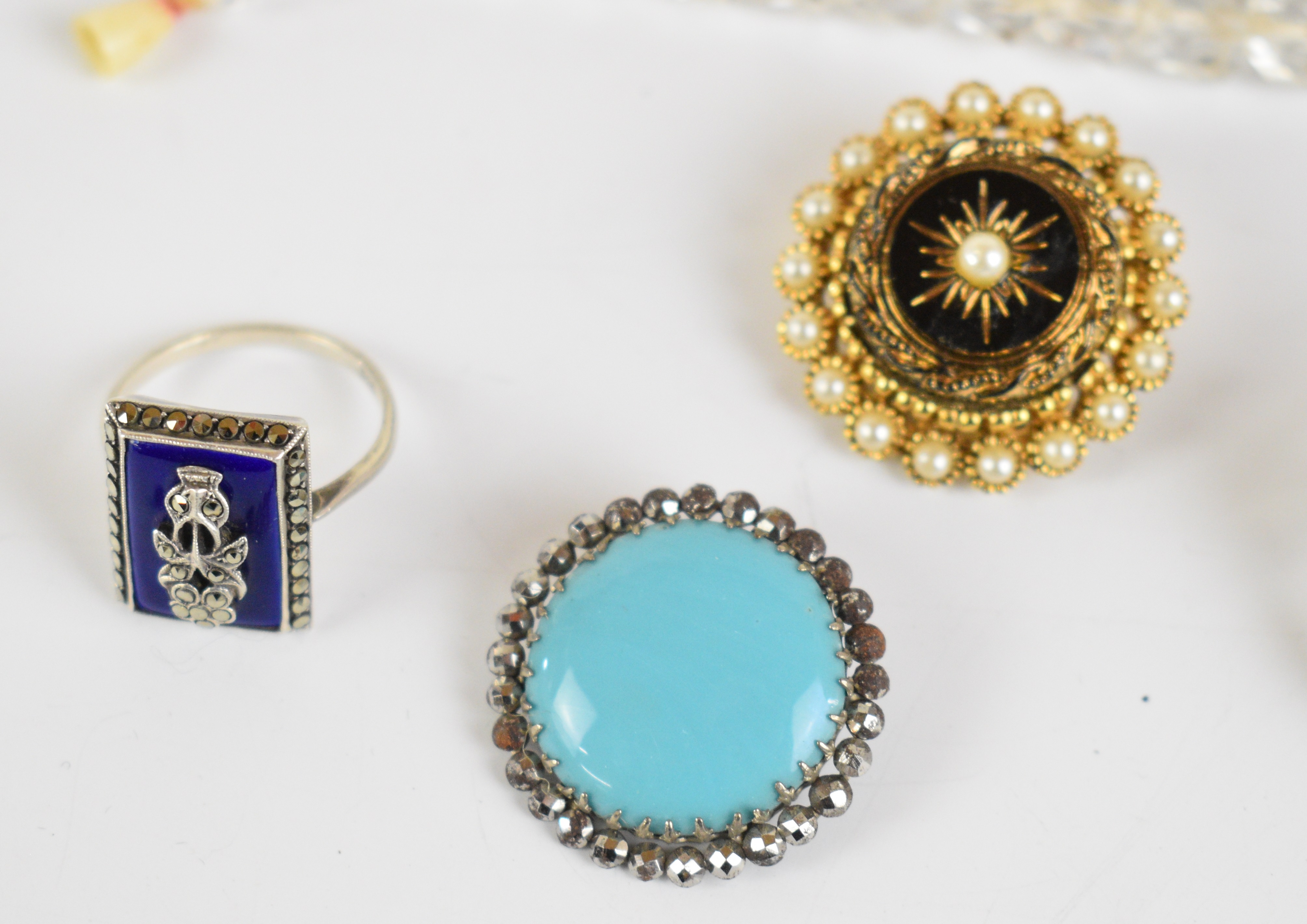 A collection of jewellery including two pairs of Victorian set paste earrings, crystal necklace, - Image 2 of 6