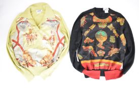Two Hermès Paris Exclusive fine knit tops, one silk and cashmere 'Soies Volantes', size 38 and the