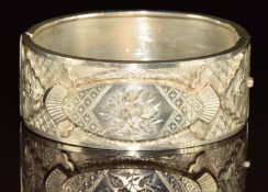 Victorian hallmarked silver bangle, Birmingham 1890, 38.3g, 6 x 4.6cm