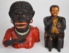 Two vintage figural mechanical money boxes, tallest 10cm